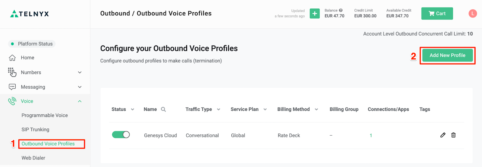 Genesys Cloud &amp; Telnyx Outbound Voice Profile Setup