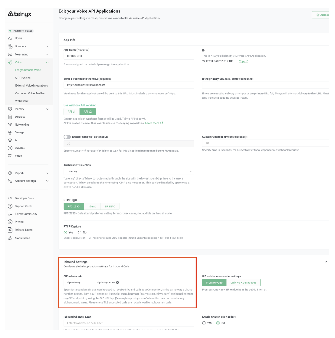 Configure siprec server connection