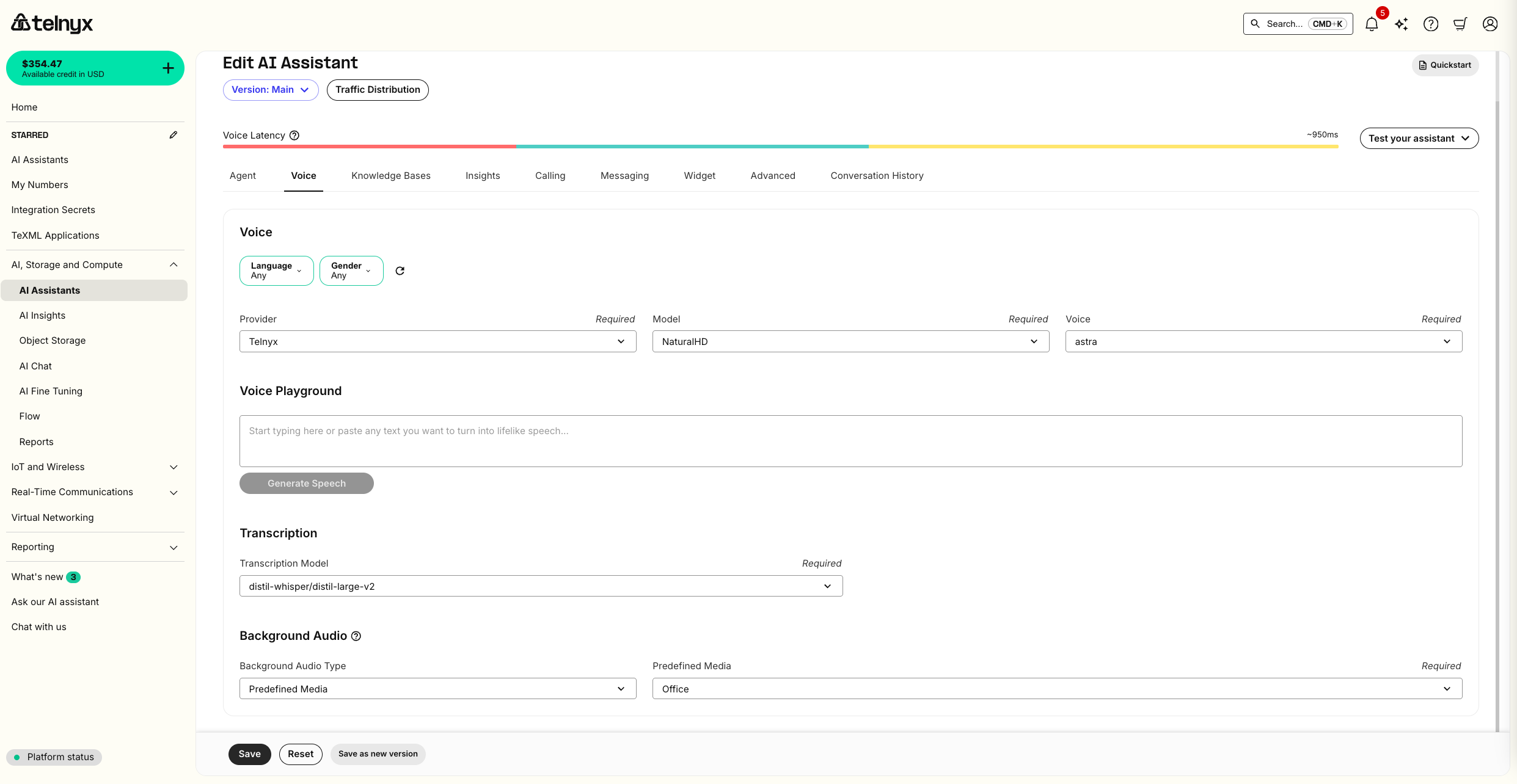 AI Assistant Voice Config