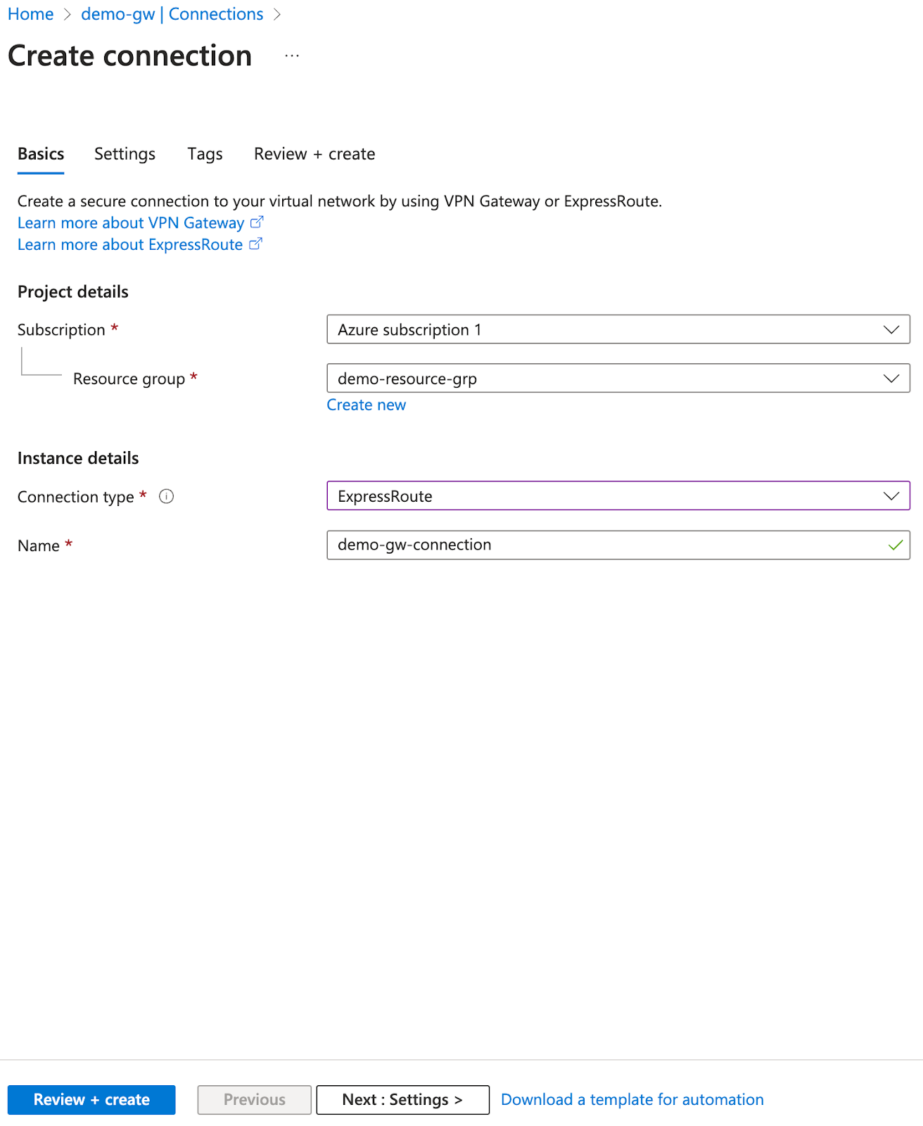 Azure Add Gateway Connection 2