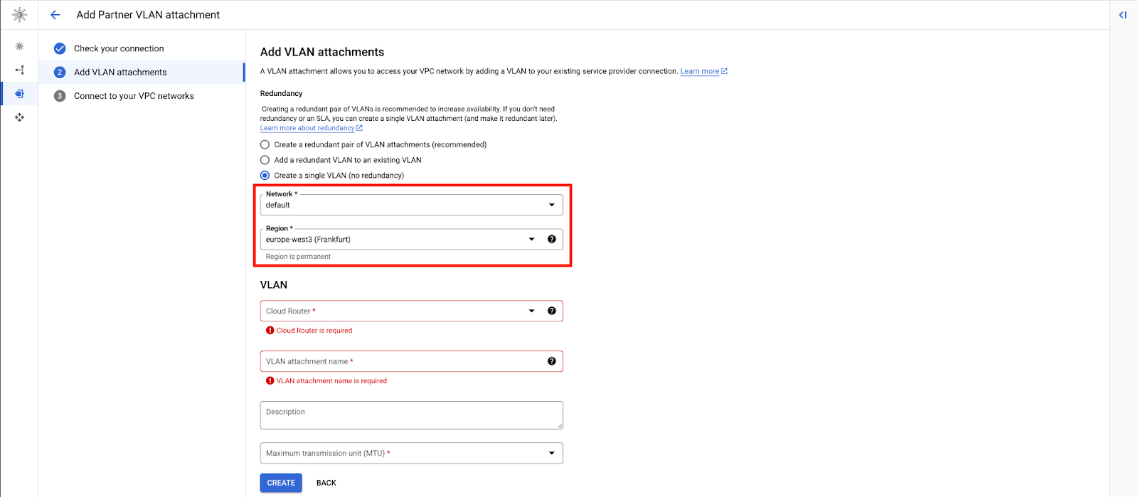 GCP VLAN Attachment Parameters 3