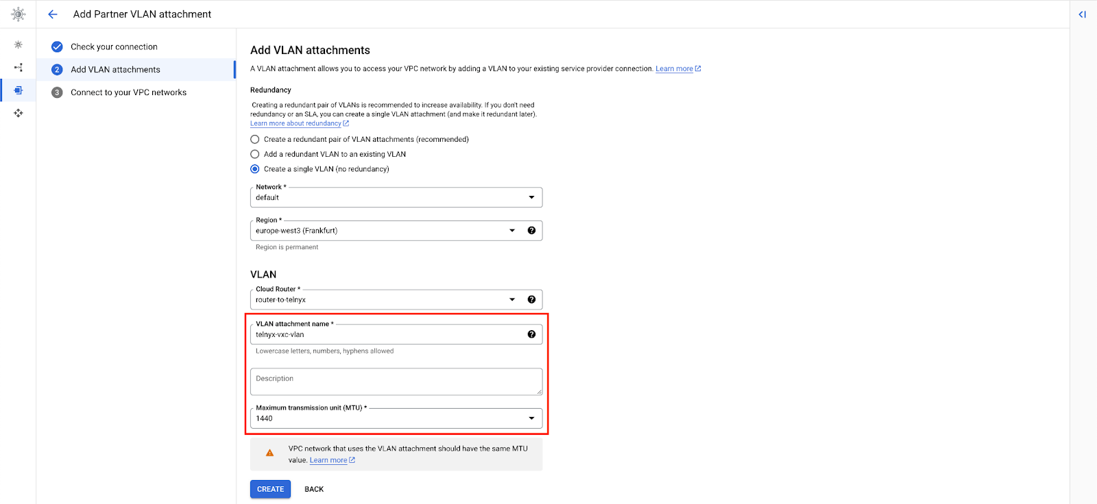 GCP VLAN Attachment Parameters 5