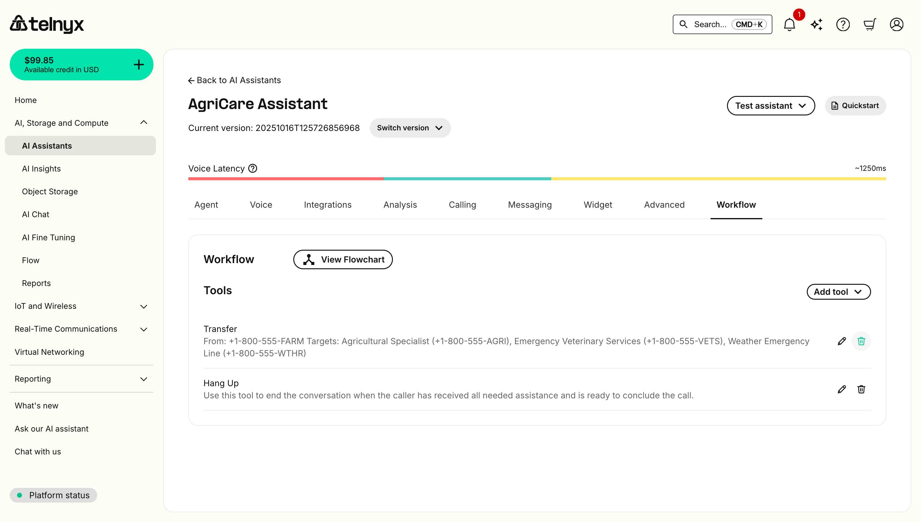 Tools list showing configured tools with edit and delete action icons